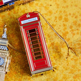 London Red Phone Box Christmas Ornament - Side photo - Classic British Telephone Booth Keepsake by The London Christmas Company - Handcrafted with 24-Carat Gold Finish for Holiday Decor