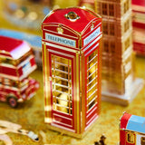 London Red Phone Box Christmas Ornament - Side photo next to Big Ben - Classic British Telephone Booth Keepsake by The London Christmas Company - Handcrafted with 24-Carat Gold Finish for Holiday Decor