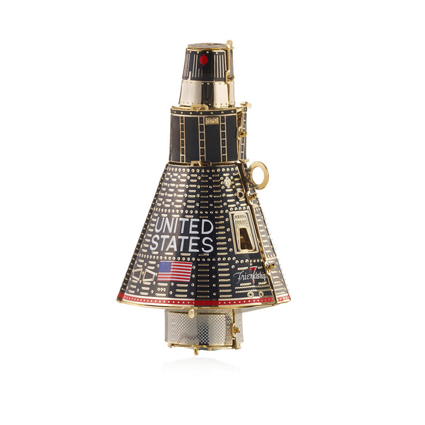 Handcrafted NASA Friendship 7 Space Capsule Christmas ornament by The London Christmas Company, celebrating NASA’s historic Mercury mission with intricate 24-carat gold detailing for holiday décor.