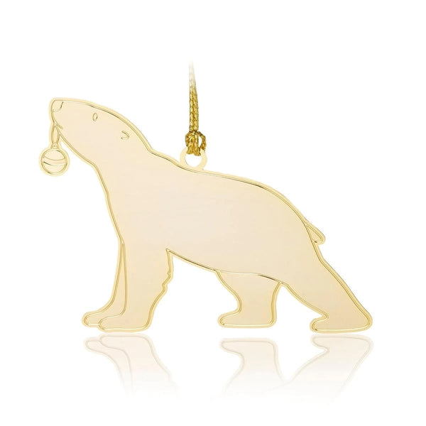 Handcrafted 24-carat gold Polar Bear ornament, featuring The London Christmas Company logo, symbolizing luxury and elegance in holiday decor.